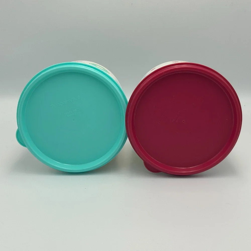Tupperware Sweet Treats 2 Piece Set Stacking Lids Canisters Ice Cream Candy Teal